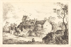 Huis met een Duiventil in een Heuvelachtig Landschap door Nicolas Perignon