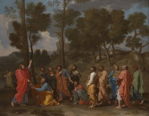 Het sacrament van de wijding (Christus geeft Petrus de sleutels) door Nicolas Poussin