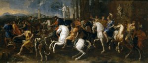 De jacht op Meleager en Atalanta of Le Départ pour la chasse (Het vertrek voor de jacht) door Nicolas Poussin