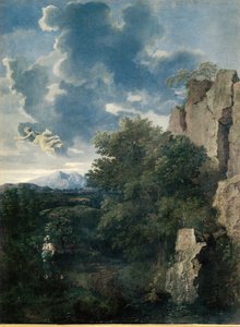 Landschap met Hagar en de engel (schilderij op doek)