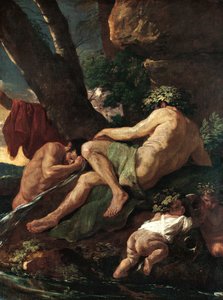 Midas wast zich bij de bron van de Pactolus door Nicolas Poussin