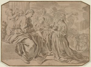 Mystieke bruiloft van St. Catherine door Nicolas Poussin