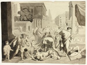 De plaag van Ashtod door Nicolas Poussin
