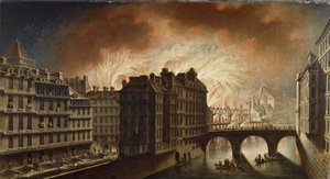 De brand van het Hôtel-Dieu in 1772, circa 1772 door Nicolas Raguenet