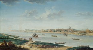De Salpêtrière gezien vanaf la Rapee, ca.1752 (olieverf op doek) door Nicolas Raguenet