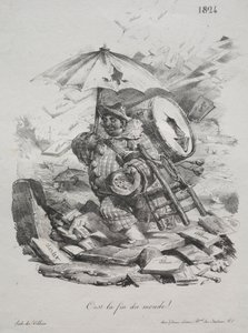 Lithografische schetsen: Het is het einde van de wereld! frontispice, 1824 door Nicolas Toussaint Charlet