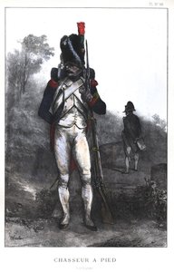 Napoleontische Oorlogen, Franse leger, Voetjager van de Keizerlijke Garde in volledige uitrusting, 1845 door Nicolas Toussaint Charlet