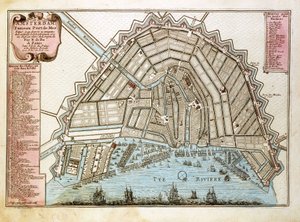 Kaart van Amsterdam. Atlas door Nicolas de Fer (1646-1720), Parijs 1700.