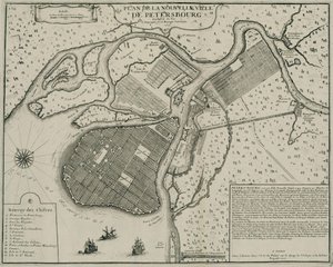 Kaart van Petersburg, 1717