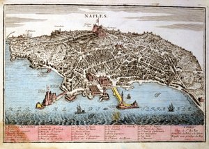Kaart van de stad Napels. Kaart van Le Fer