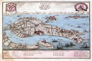 Kaart van de stad Venetië. Kaart van Le Fer