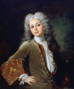 Portret van een jonge man met een pruik