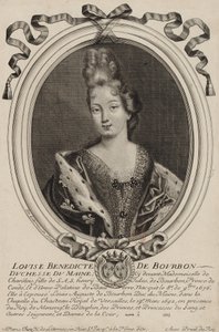 Gravure van Louise Bénédicte de Bourbon (hertogin van Maine), door Nicholas de Larmessin uit Parijs circa 1690