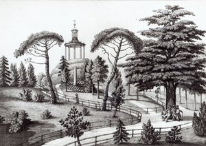 Het Labyrint van de Jardin des Plantes, Parijs, gegraveerd door Francois Aubertin (177383-1821) door Nicolas the Younger Huet