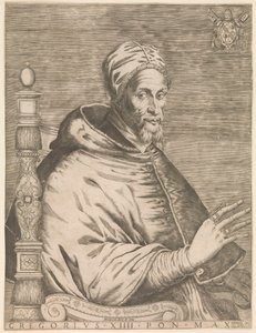 Portret van paus Gregorius XIV, zittend door Nicolaus van Aelst (attributed to)