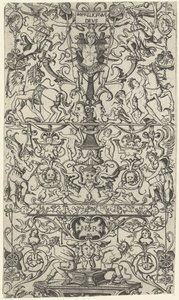 Fragment van ornament paneel met Mars door Nicoletto da Modena