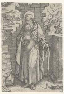 Heilige Antonius de Grote met taukruis en varken door Nicoletto da Modena