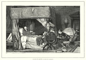 Italiaanse astronoom Galileo Galilei in Arcetri, Italië, waar hij stierf in 1642 (litho) door Nicolo (after) Barabino