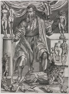 Portret van Baccio Bandinelli met Leeuw door Nicolo della Casa