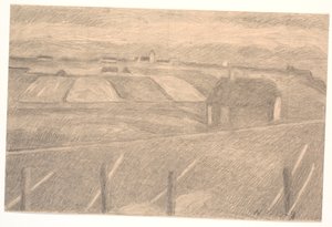 Landschap bij Ferring, vuurtoren verlicht door Niels Jakob Jakobsen Bjerre