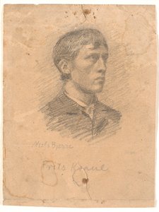 Portret van de schilder Frits Kraul (1862-1935) in 3/4 profiel door Niels Jakob Jakobsen Bjerre