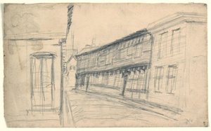 Huizen langs een straat door Niels Larsen Stevns