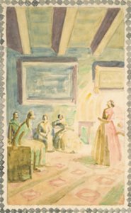 Jenny Lind zingt in Weimar voor de familie van de groothertog en H.C. Andersen. Schets voor fresco-decoraties in de H.C. Andersen Herdenkingshal in Odense