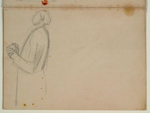Studie van staande apostel naar links, halve figuur. Voor de Hemelvaart door Niels Larsen Stevns