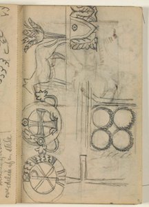 Studies van verschillende grafmonumentenornamenten door Niels Larsen Stevns