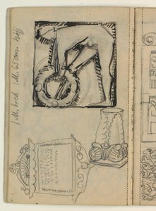 Ontwerp voor het grafmonument van Poul S. Christiansen, studies van grafmonumenten, maatindicaties