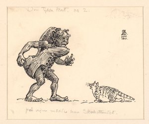 Illustratie voor De dikke kat door Niels Skovgaard