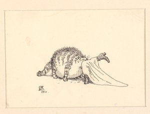 Illustratie voor De dikke kat door Niels Skovgaard