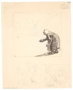 Schets voor "Vilderik Koningszoon en Miseri Meisje" (f.o.) en "De kleine slang" (twee voorstudies f.n.) door Niels Skovgaard