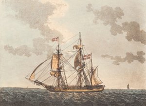 Een barkschip dat een haven zoekt