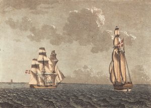 Een schip in de wind, en een galei met zijwind door Niels Truslew
