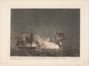 De strijd tussen de brik Lougen en een Engelse brik, 14 maart 1808 door Niels Truslew