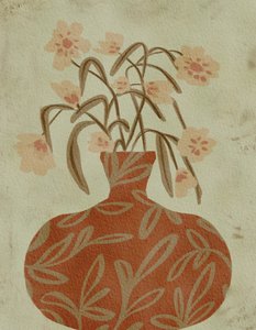 Terracotta vaas met bloesems door Nikita Jariwala
