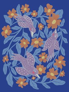 Speelse vogels en bloemen door Nikita Jariwala