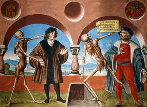 Dood, adviseur en beheerder (baljuw) uit de Dans van de Dood cyclus door Albrecht Kauw door Niklaus Manuel