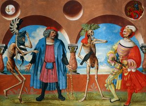 De dood, hoofd van de regering en bourgeois van Bern uit de Dodendanscyclus van Albrecht Kauw door Niklaus Manuel