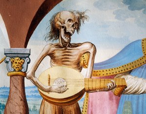 Dood speelt de mandola (detail) door Niklaus Manuel