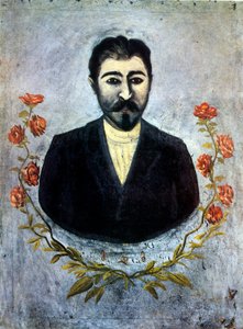 Portret van een spoorwegarbeider door Niko Pirosmani