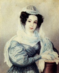Portret van Camilla Ivasheva Le Dantieau 1808-1839, vrouw van Decembrist Vasily Ivashev, 1834
