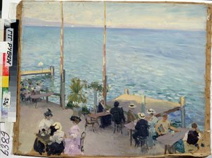 Het Meer van Genève, café door Nikolai Alexandrovich Klodt