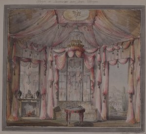 Interieurontwerp voor de boudoir in het huis van graaf Bezborodko in Moskou, 1790s door Nikolai Alexandrovich Lvov