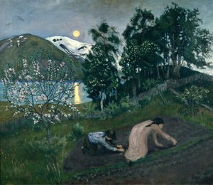 Lenteavond in de tuin door Nikolai Astrup