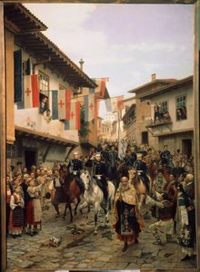 Russisch-Turkse oorlog van 1877-1878: Grootvorst Nikolaj Nikolajevitsj van Rusland in Veliko Tarnovo op 03/06/1877 in Bulgarije