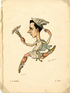Balletdanser en choreograaf Michel Fokine Uit: Russisch Ballet in Karikaturen, 1902-1905 door Nikolai Gustavovich Legat