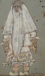 Ded Moroz. Kostuumontwerp voor het toneelstuk Sneeuwmeisje door A. Ostrovsky door Nikolai Konstantinowitsch Roerich