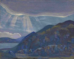 Rotsen en Kliffen uit de serie Ladoga, 1917-1918 door Nikolai Konstantinowitsch Roerich